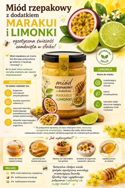 MIÓD Z MARAKUJĄ I LIMONKĄ