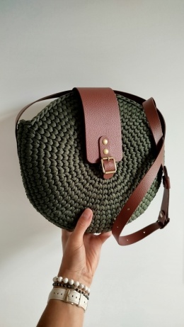 TORBA OLIWIA (khaki/ciemny brąz/stare złoto)