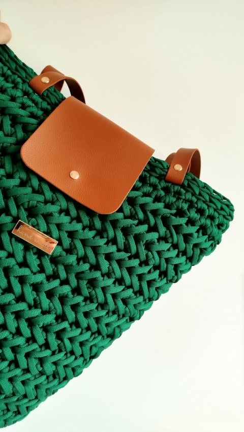 TORBA-KOSZYK RÓŻA - świerk/koniak/złoto